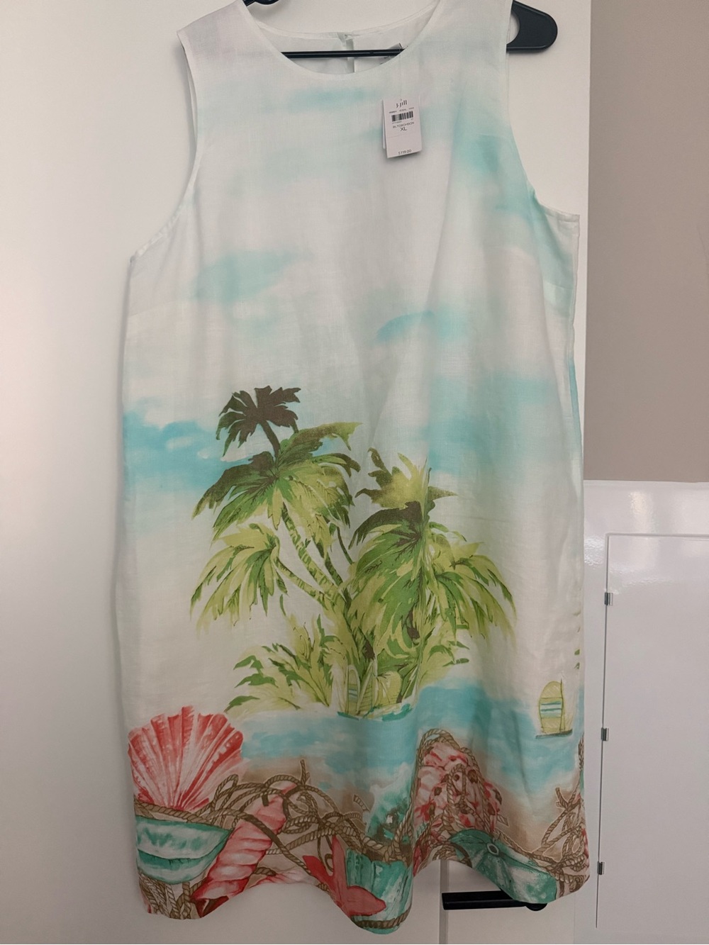 J.Jill Linen Tropical Island Print Shift Dress XL NWT